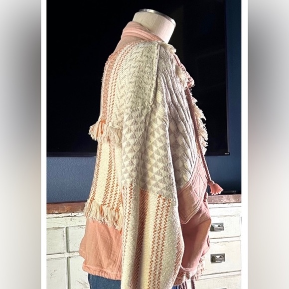 Free People Everything Nice Sugar Rose Pink Fringe Jacket M NWT - Picture 12 of 16